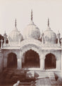 Sepia photograph of the white marble Moti Masjid mosque in Delhi, India, from the 1800s