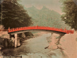 Hand-colored 1890 photograph of Shinkyo (Sacred) Bridge in Nikkō, Japan