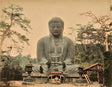 Fine art reproduction of a 19th-century hand-colored photograph of the Great Buddha (Daibutsu) of Kamakura, Japan.